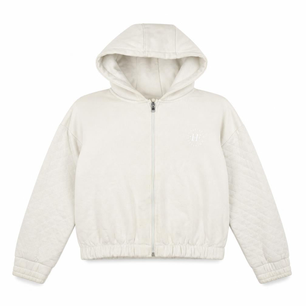 Holyfield Girls Beige Full Zip Quilted Hoodie Size 12-14 Yrs