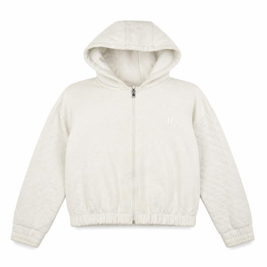 Holyfield Girls Beige Full Zip Quilted Hoodie Size 12-14 Yrs
