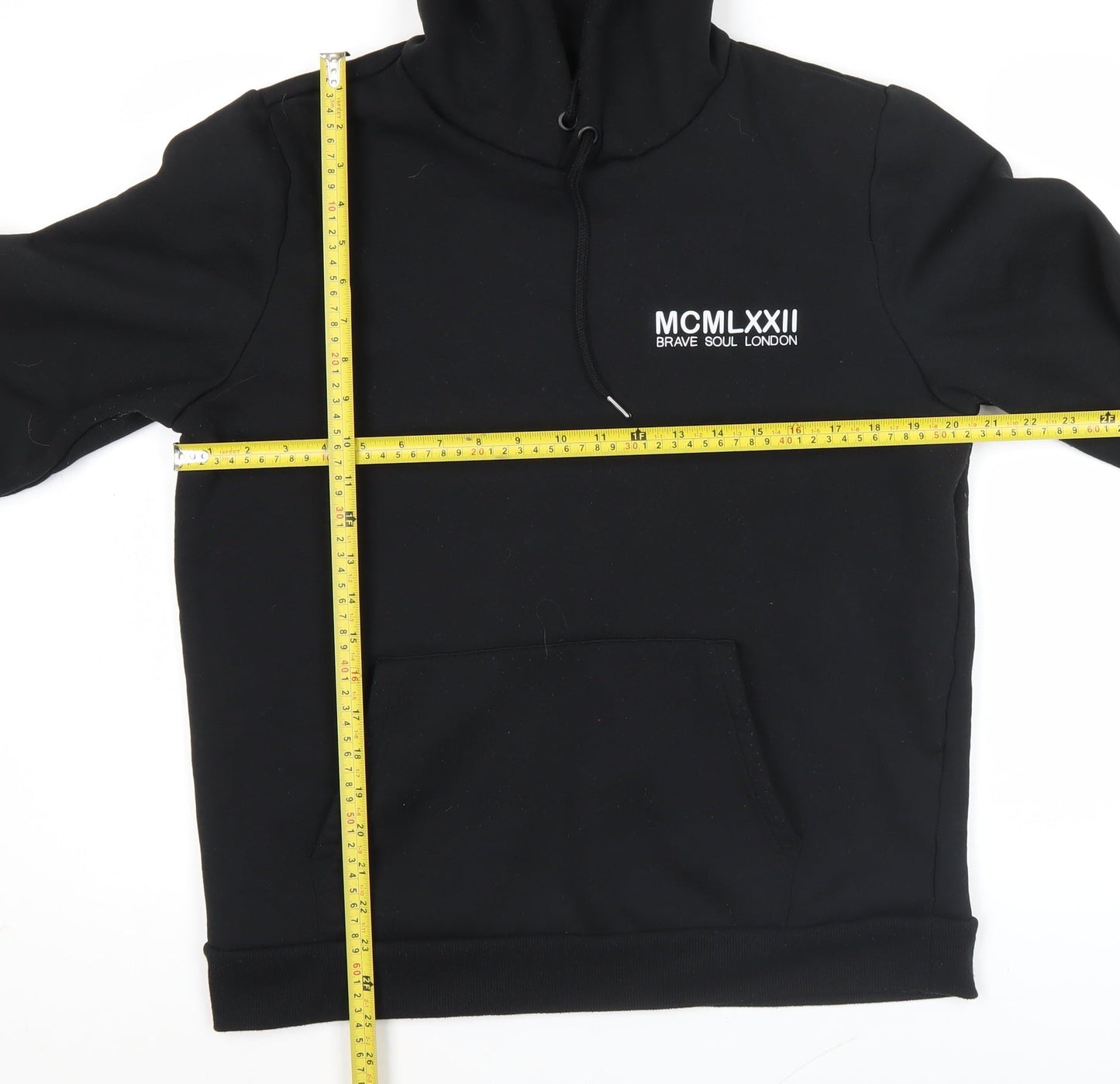 Brave Soul Men’s Black Pullover Hoodie L Regular Fit Logo Graphic
