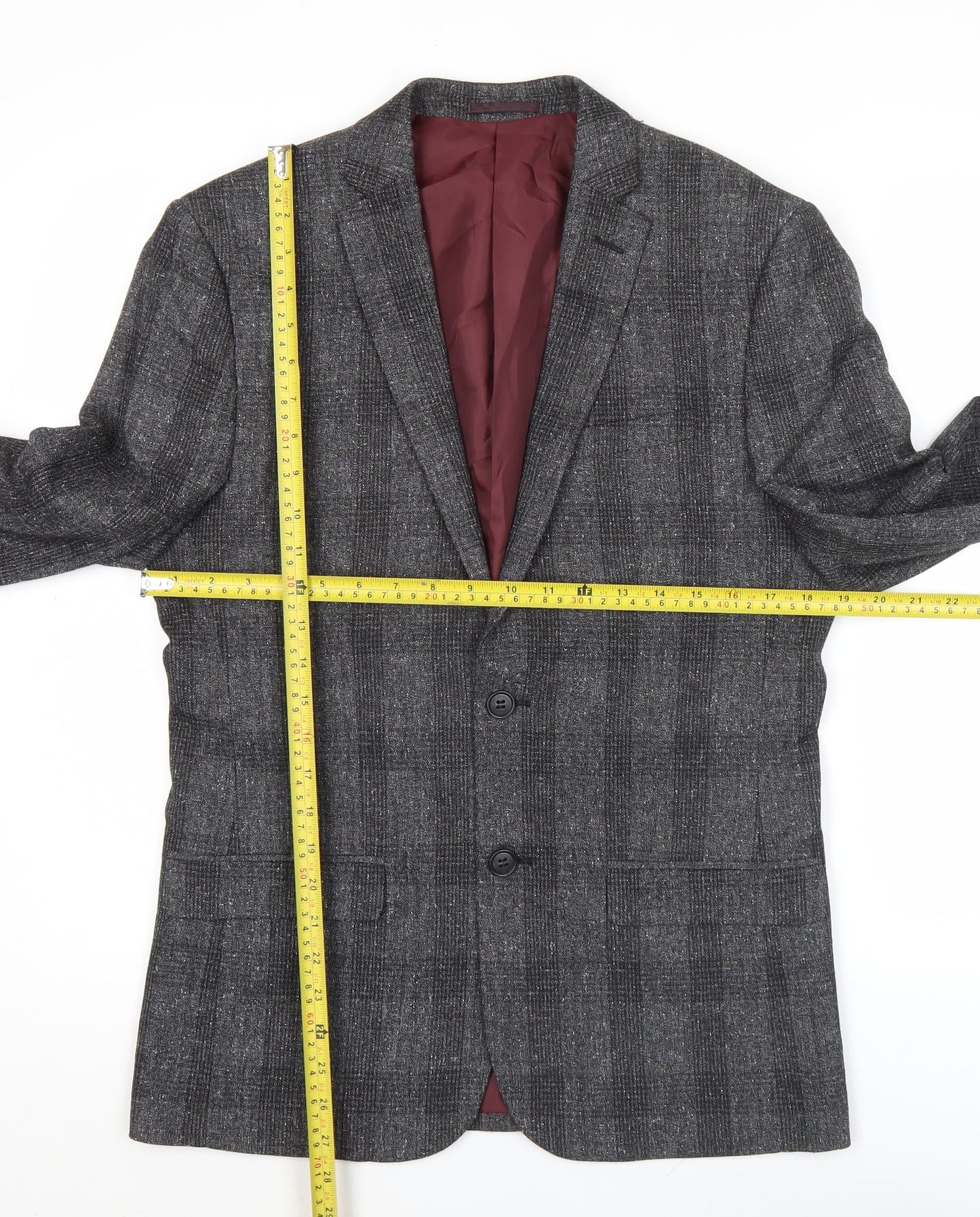 River Island Men's Grey Check Blazer Jacket 38R Regular Fit