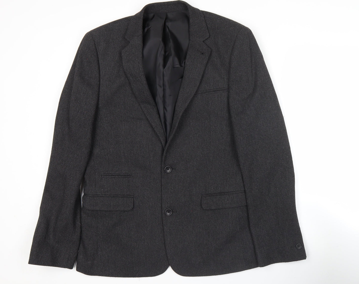 ASOS Men Grey Slim Fit Herringbone Blazer Jacket 38 Chest