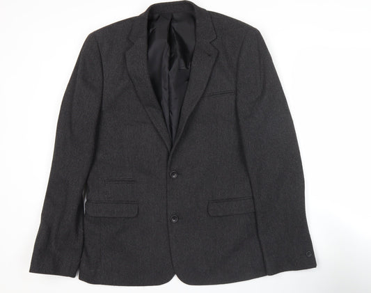 ASOS Men Grey Slim Fit Herringbone Blazer Jacket 38 Chest