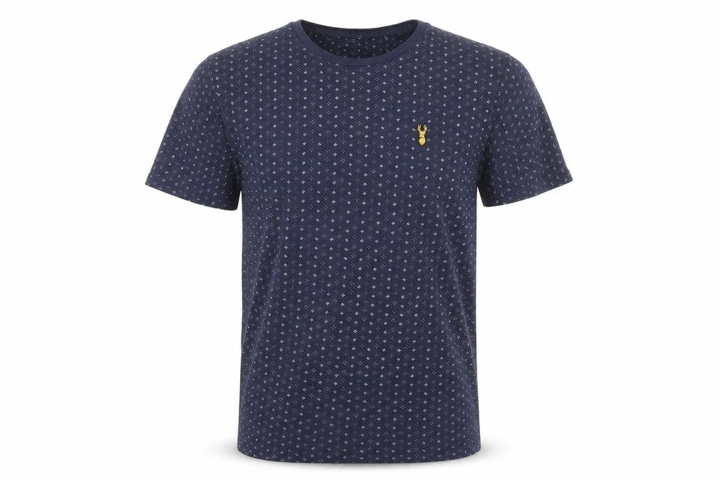 Next Men’s Blue Geometric Cotton Crew Neck T-Shirt Size S