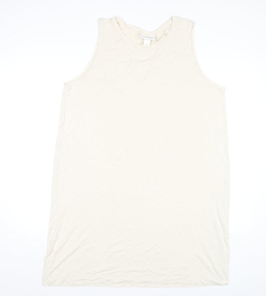 Monki Women Ivory Midi Tank Dress XL Sleeveless Viscose Casual