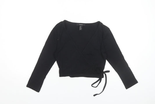 Forever 21 Women’s Black Wrap Blouse Size M Long Sleeve V-Neck