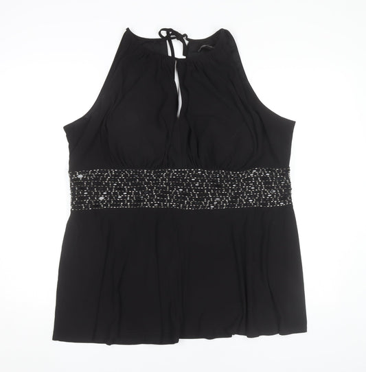 R&M Richards Women’s Black Beaded Halter Tunic Blouse Size 22 Plus