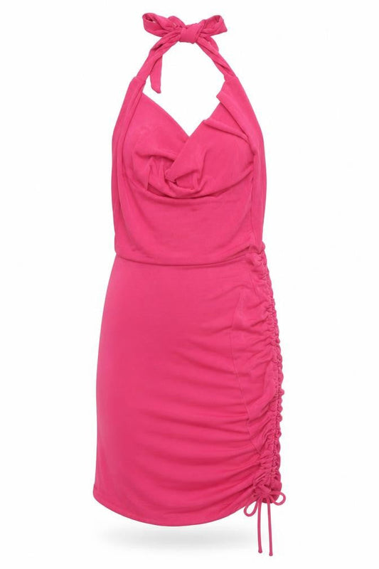Pink Vanilla Womens Pink Bodycon Halter Ruched Dress Size 12