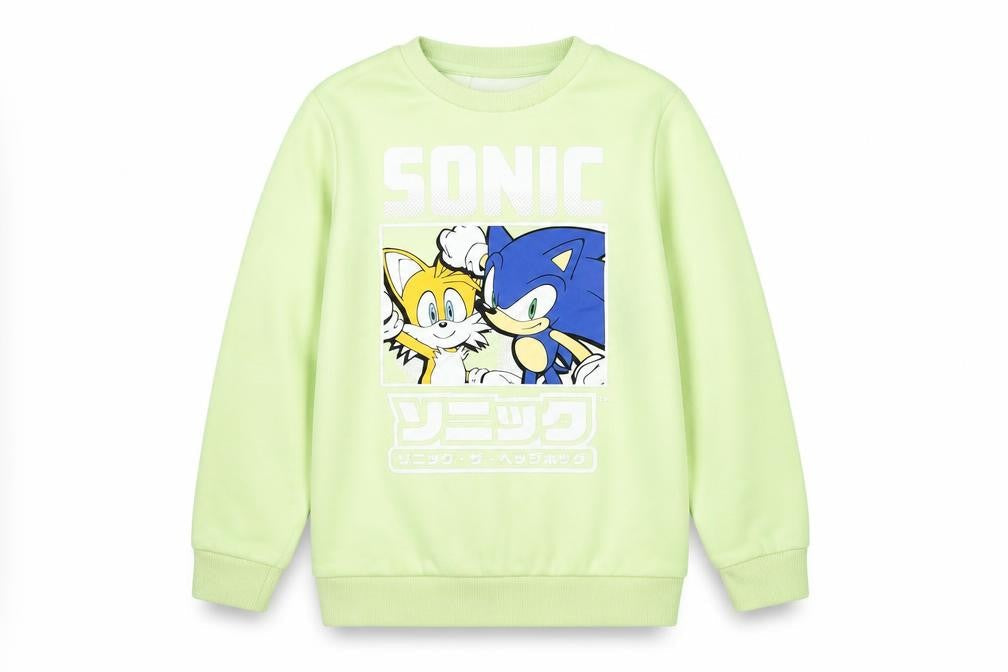 Sonic The Hedgehog Boys Green Sweatshirt 7-8 Years Pullover Crew Neck