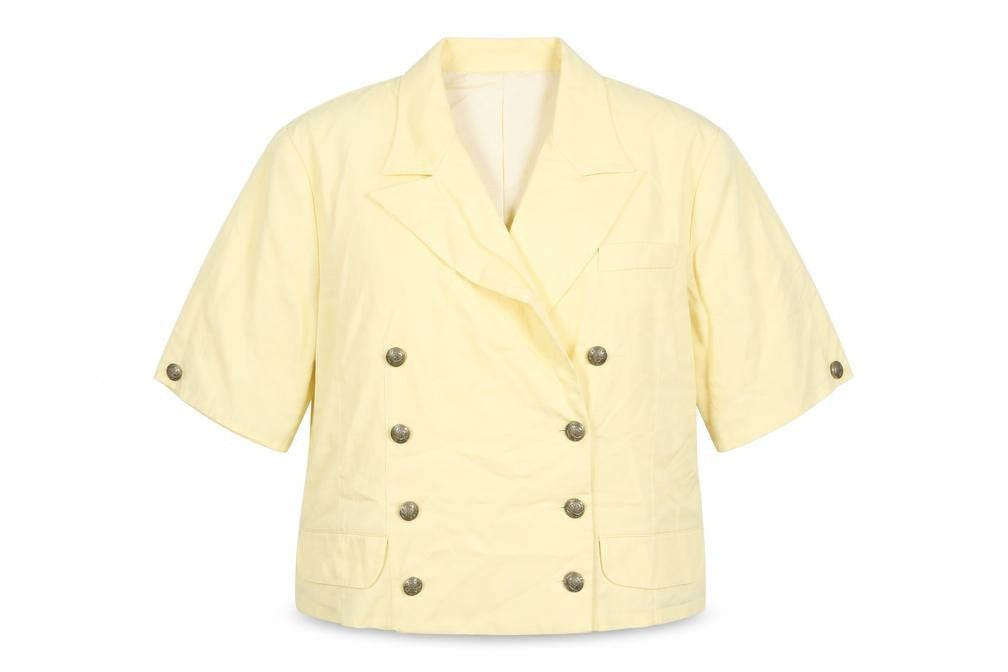 Profiles Womens Yellow Blazer UK 18 Half Sleeve Vintage Lined