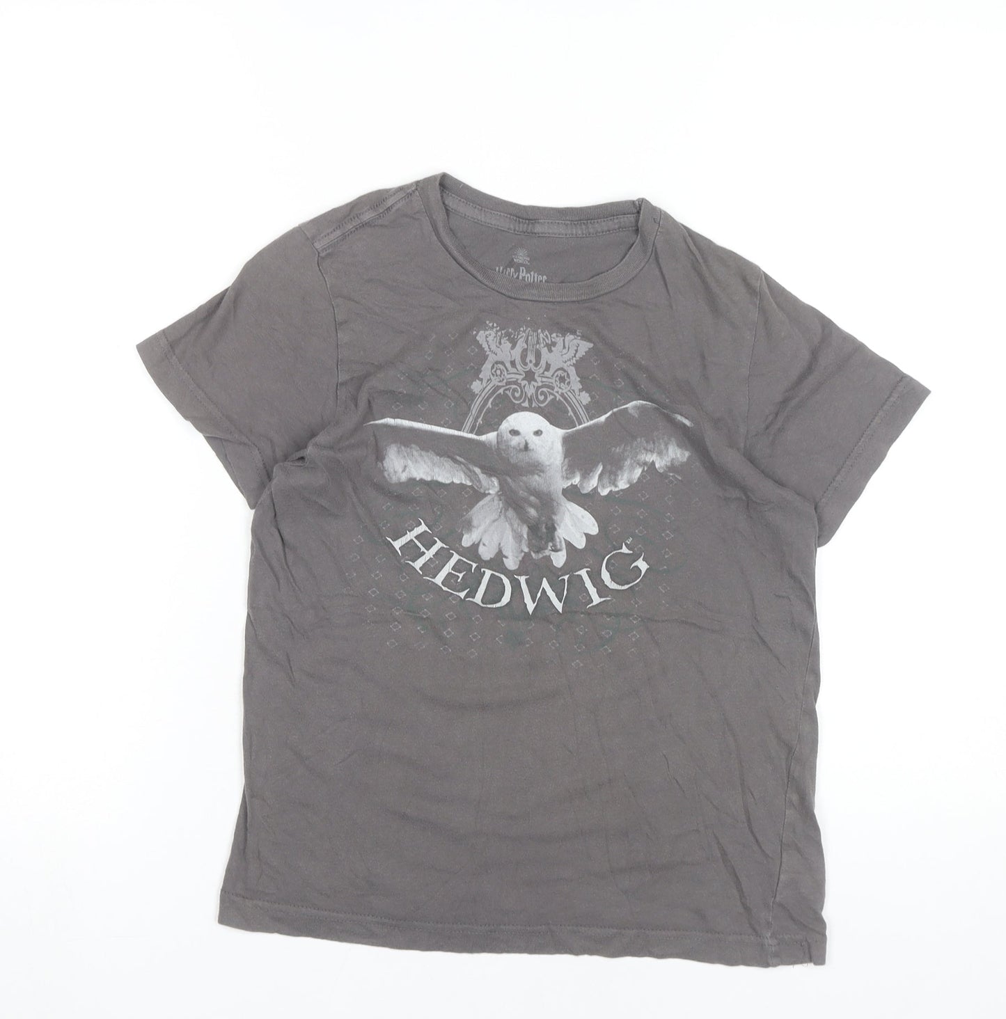 Harry Potter Teens Grey 100% Cotton Hedwig Graphic T-Shirt Size 10