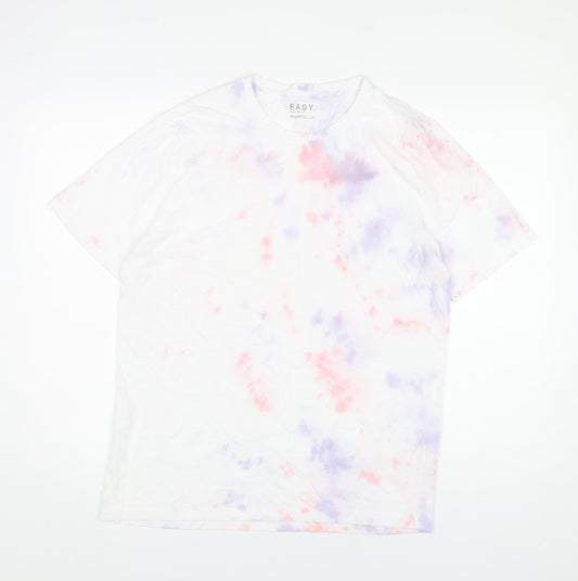 EASY Men’s Multicoloured Tie Dye Cotton T-Shirt Size L Regular Fit