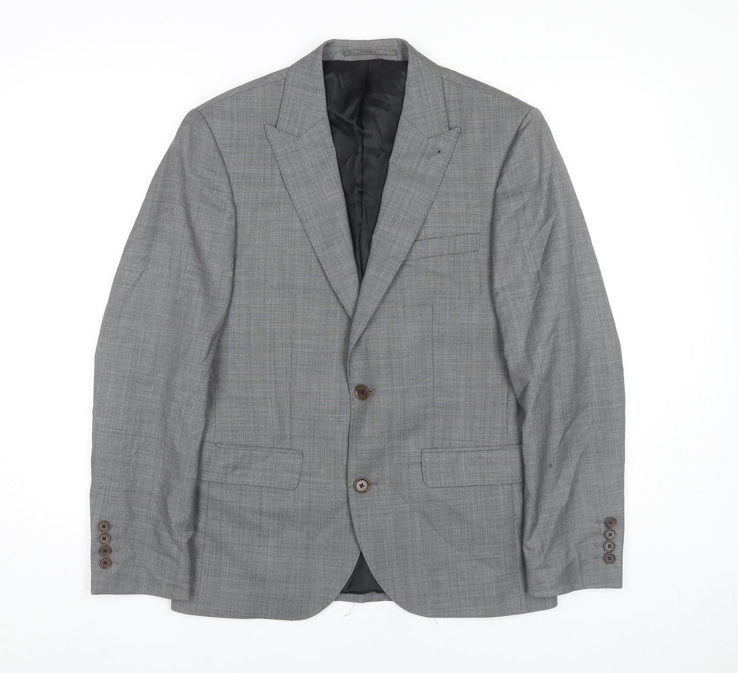 Next Men’s Grey Wool Blend Blazer Jacket 38 Short Formal Suit