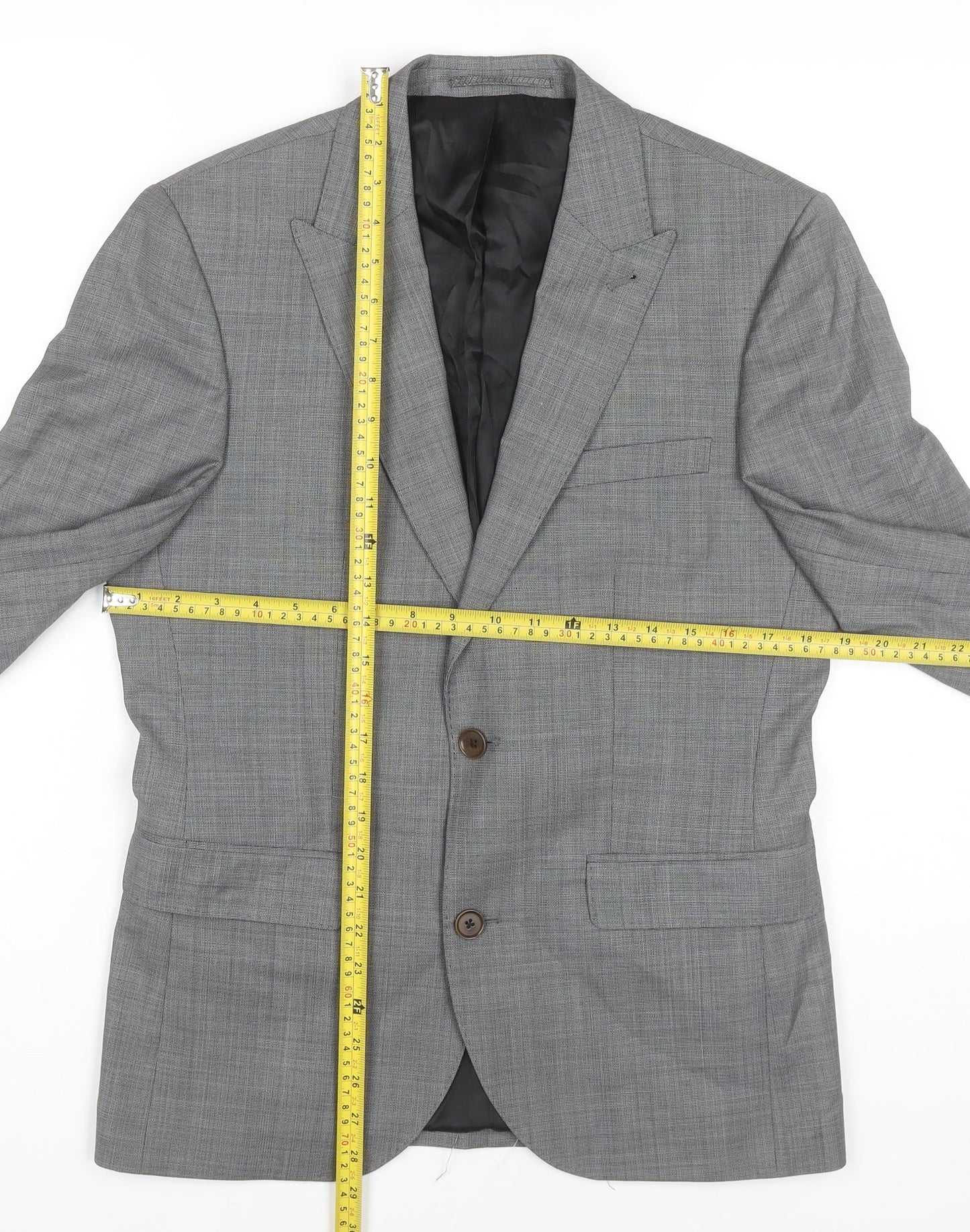 Next Men’s Grey Wool Blend Blazer Jacket 38 Short Formal Suit