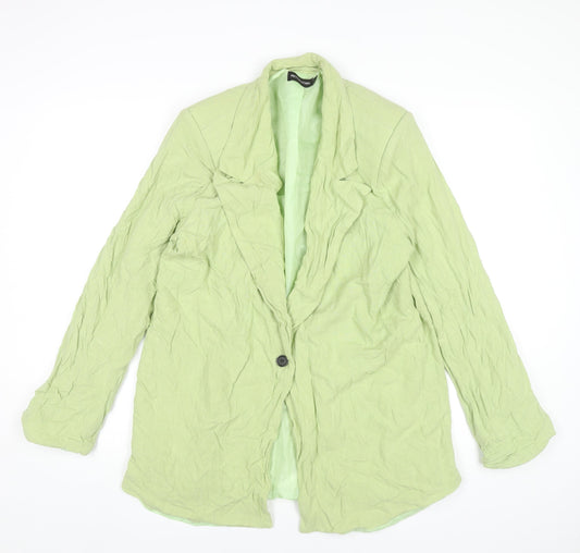 PrettyLittleThing Women’s Green Blazer UK 12 Linen Viscose Workwear