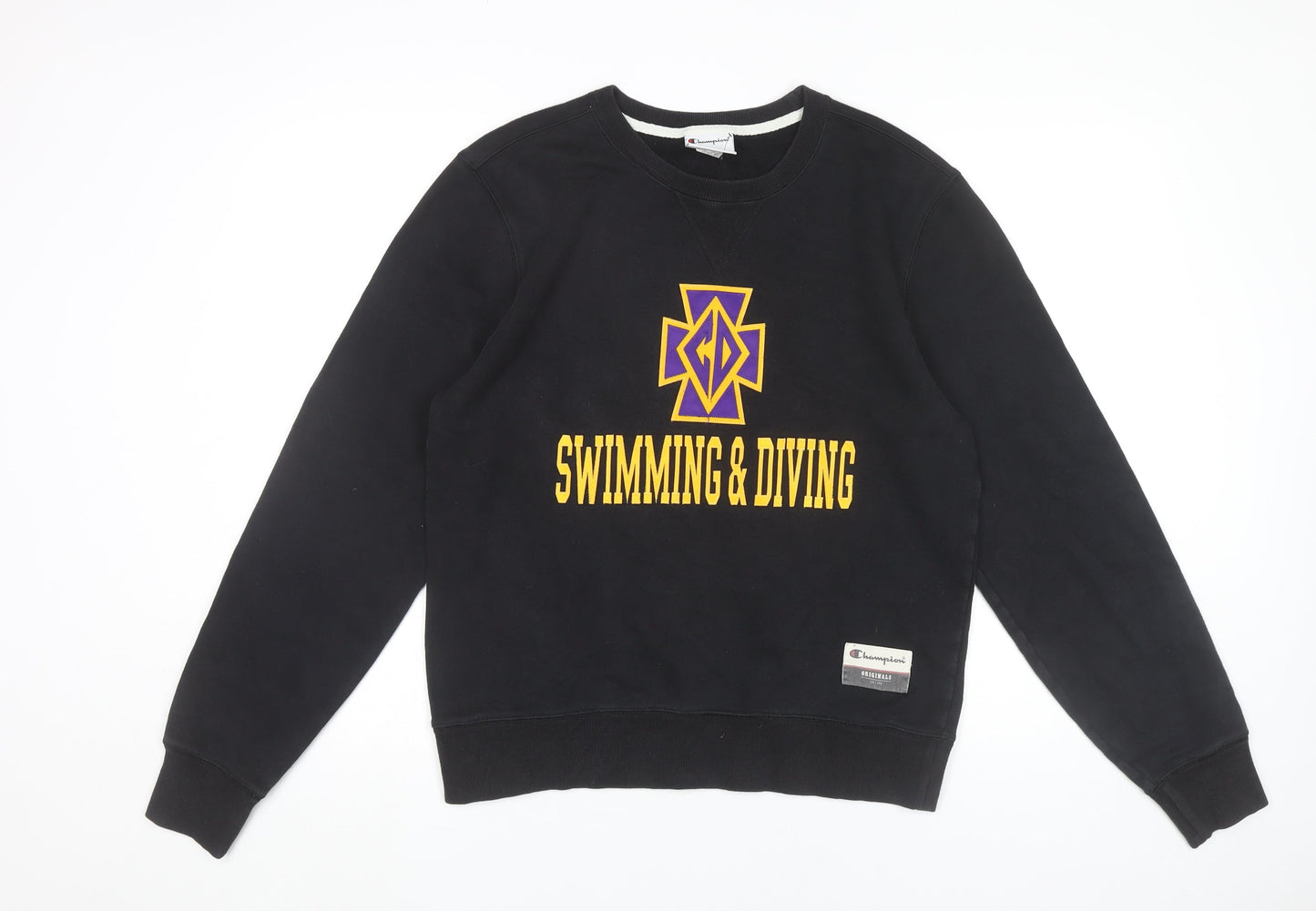 Champion Men’s Black Small Pullover Sweatshirt Swimming & Diving Graphic
