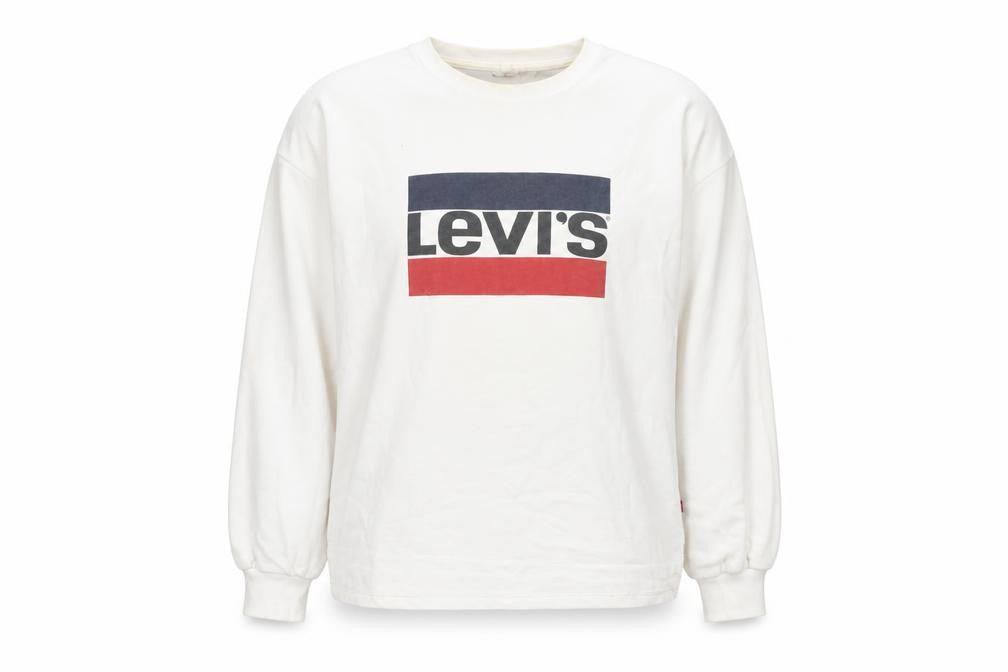 Levi's Women's White Small Logo Pullover Sweatshirt Long Sleeve