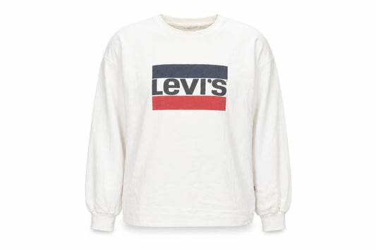 Levi's Women's White Small Logo Pullover Sweatshirt Long Sleeve