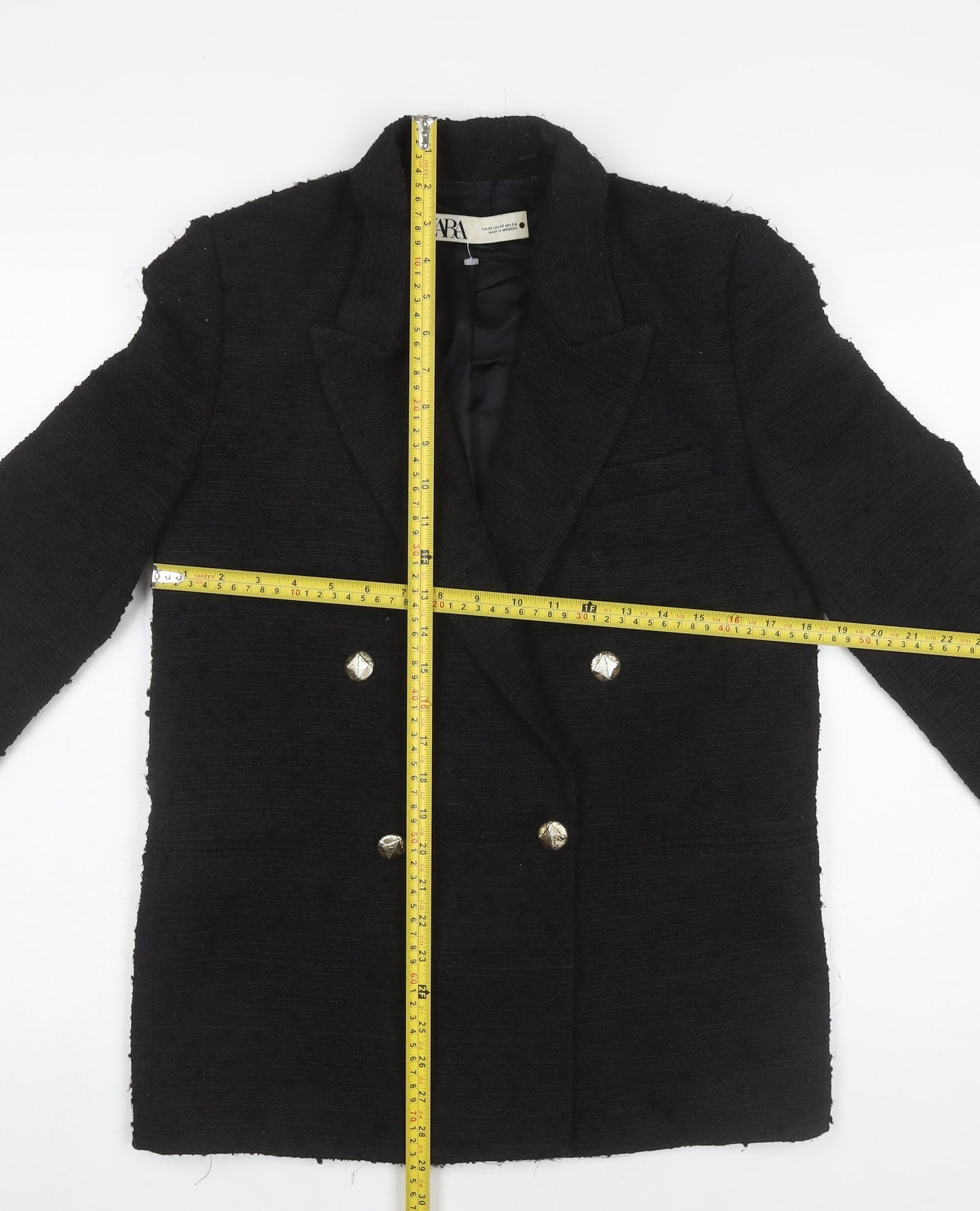 Zara Womens Black Blazer XS Mid-Length Classic Button Jacket