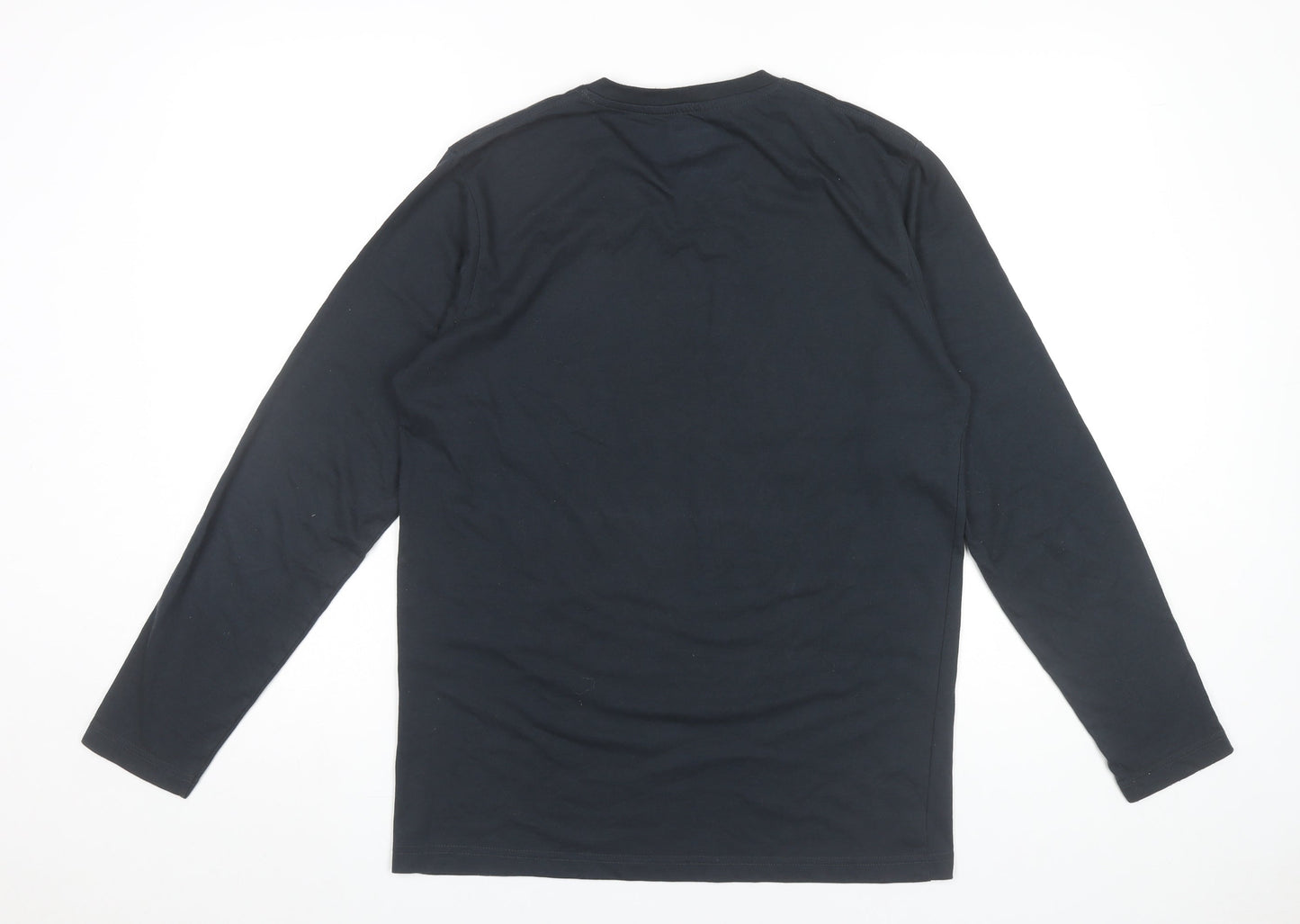 Bumchums Men’s Black Long Sleeve V-Neck Cotton T-Shirt Size L