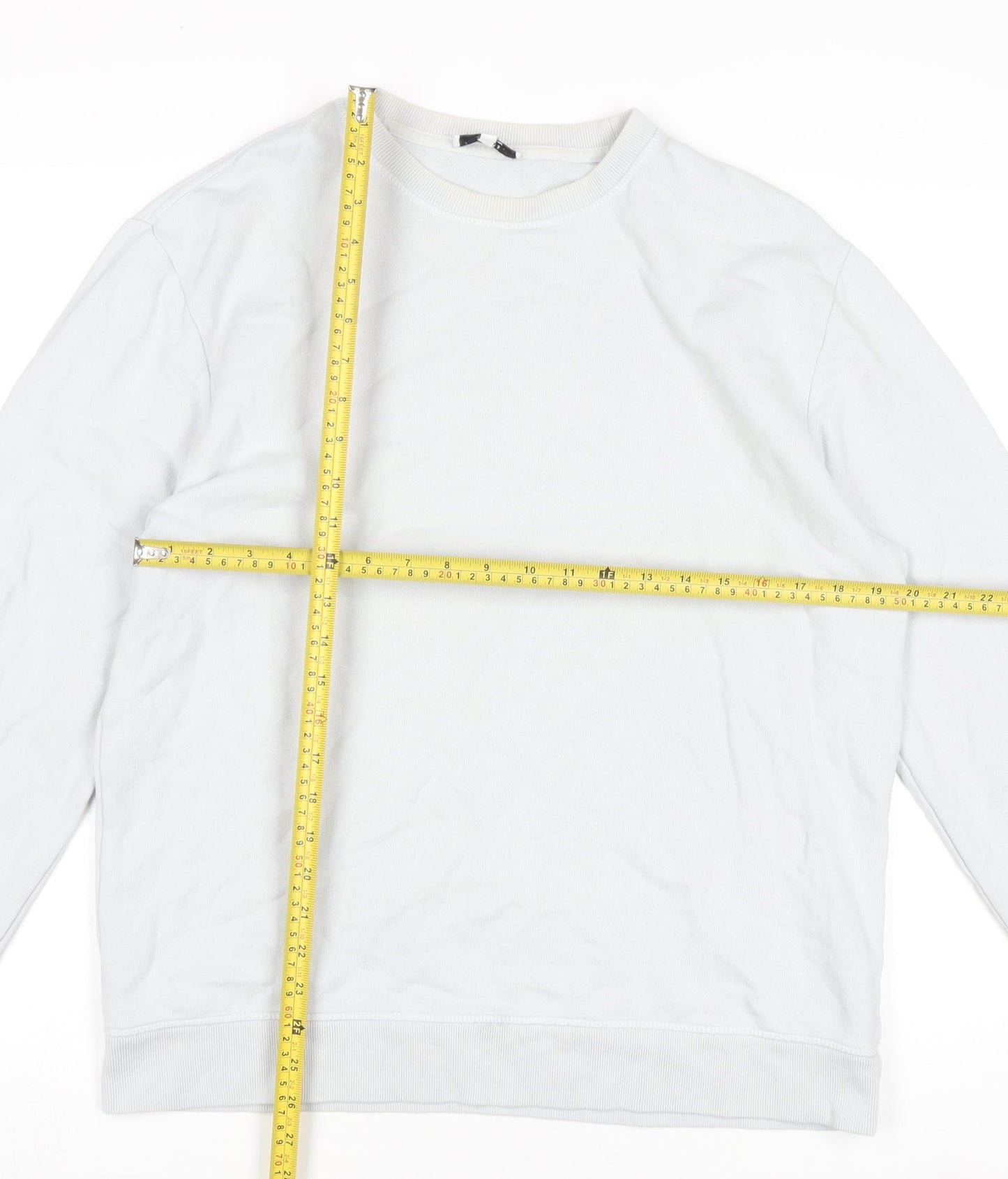 Reiss Men's White Cotton Crew Neck Pullover Sweatshirt Size L