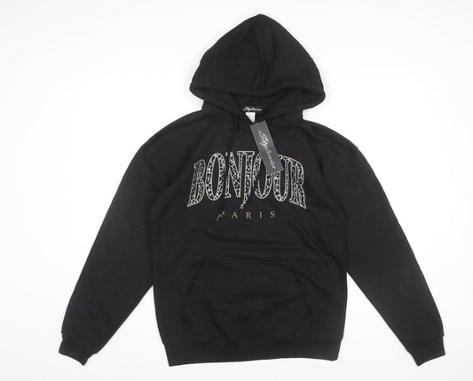 Stylewise Women’s Black XS Pullover Hoodie Bonjour Paris Logo