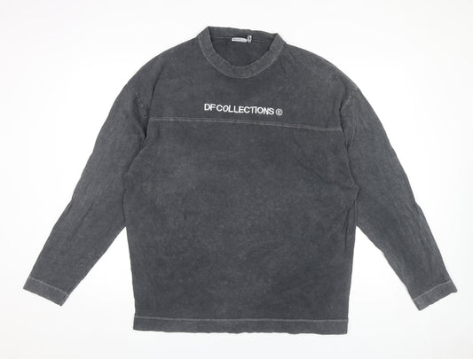 ASOS Design Men’s Black Long Sleeve Cotton Crew Neck Logo T-Shirt Size M