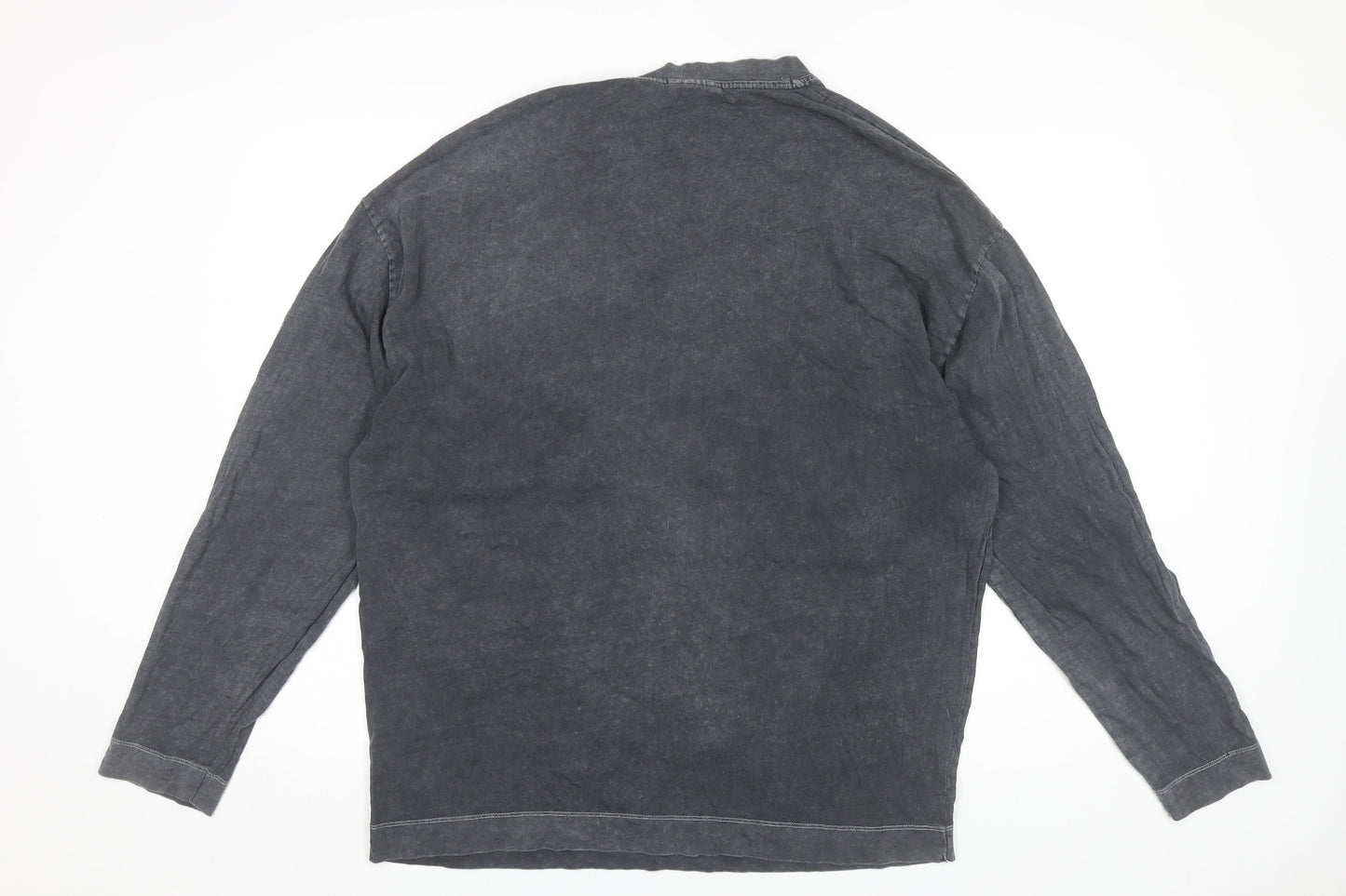 ASOS Design Men’s Black Long Sleeve Cotton Crew Neck Logo T-Shirt Size M