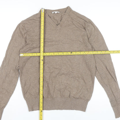 Gap Mens Beige V-Neck Cotton Pullover Jumper Size M