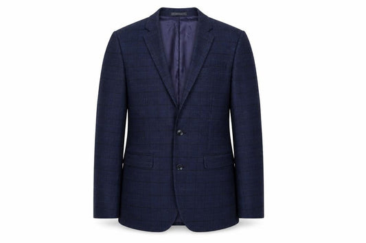 Primark Men’s Blue Checked Slim Fit Blazer Jacket 38L Notch Lapel