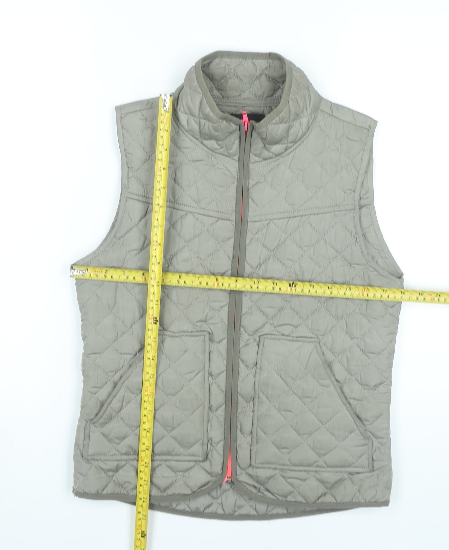 ICHI Womens Beige Quilted Waistcoat Gilet Vest S Lightweight
