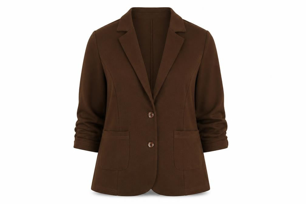 Mint Limit Women Brown Blazer Jacket Size L Polyester Two Button