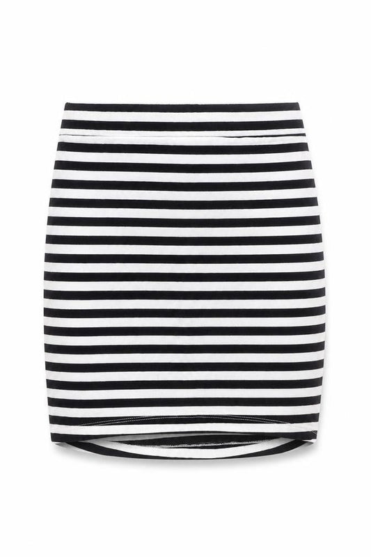 H&M Divided Womens Black White Striped Short Pencil Skirt S