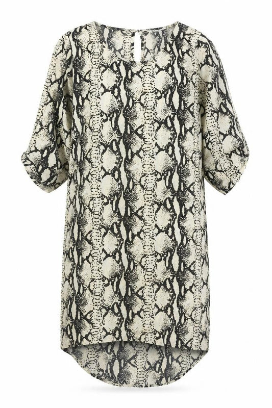 Dancing Leopard Women’s Black Beige Animal Print Shift Dress S