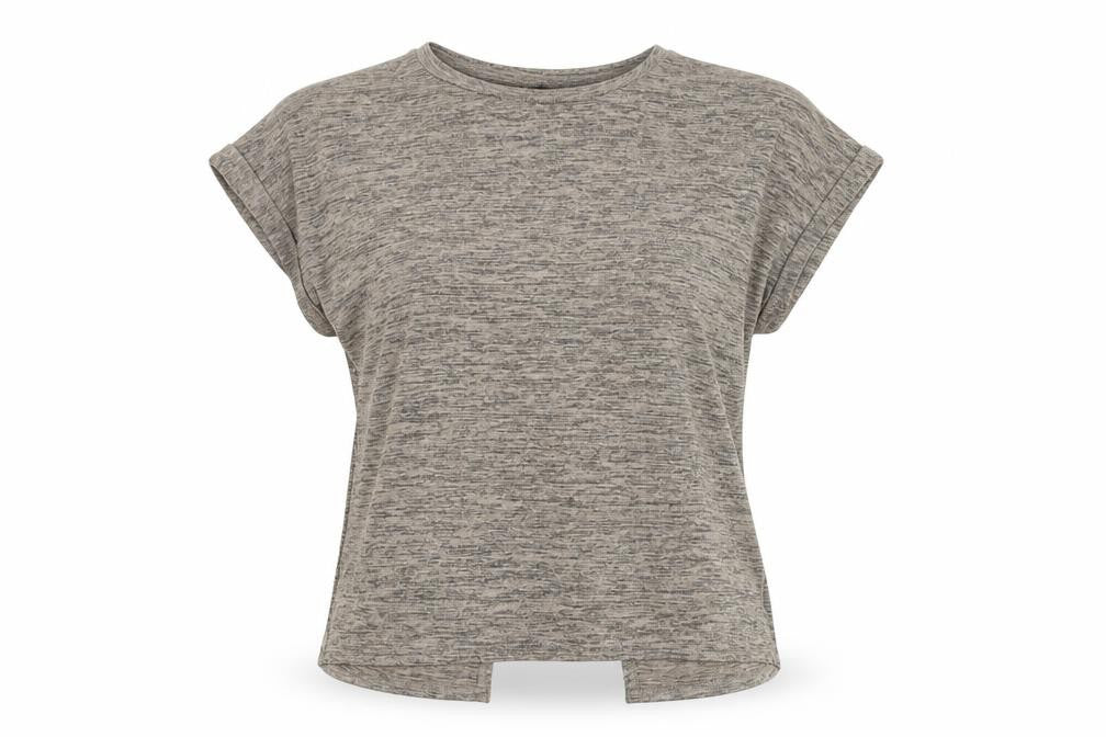 Warehouse Women’s Brown Jersey T-Shirt UK 14 Crew Neck Cap Sleeve