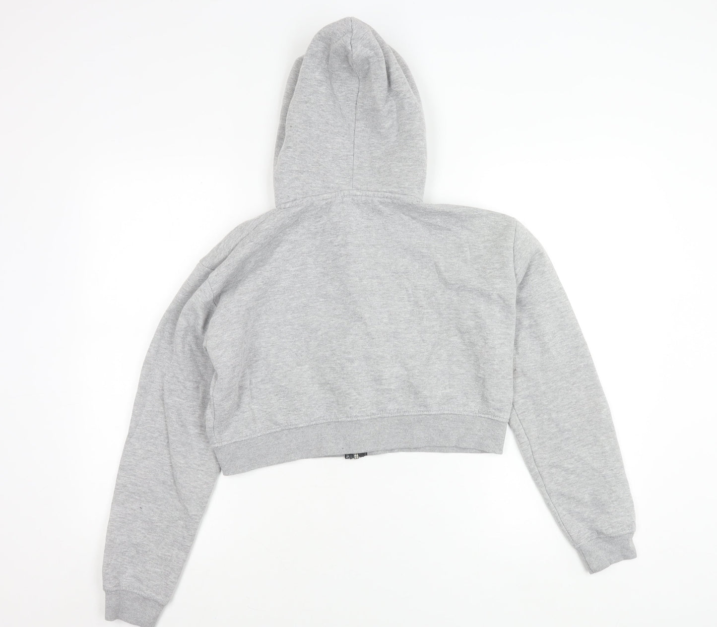 PrettyLittleThing Women’s Grey Cropped Hooded Zip Jacket Size L