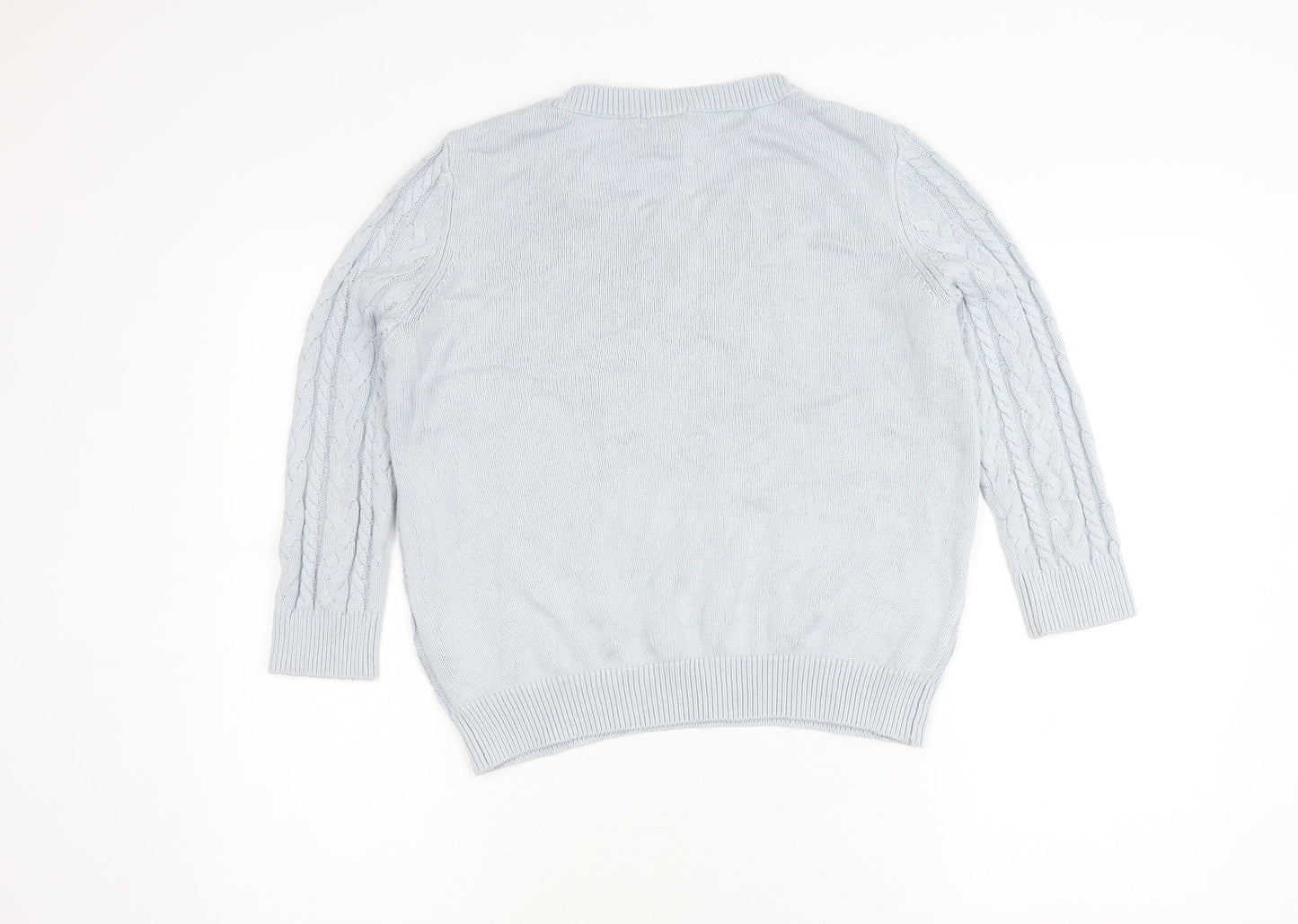 H&M Women’s Blue Cable-Knit Jumper Size 12 Crew Neck Long Sleeve