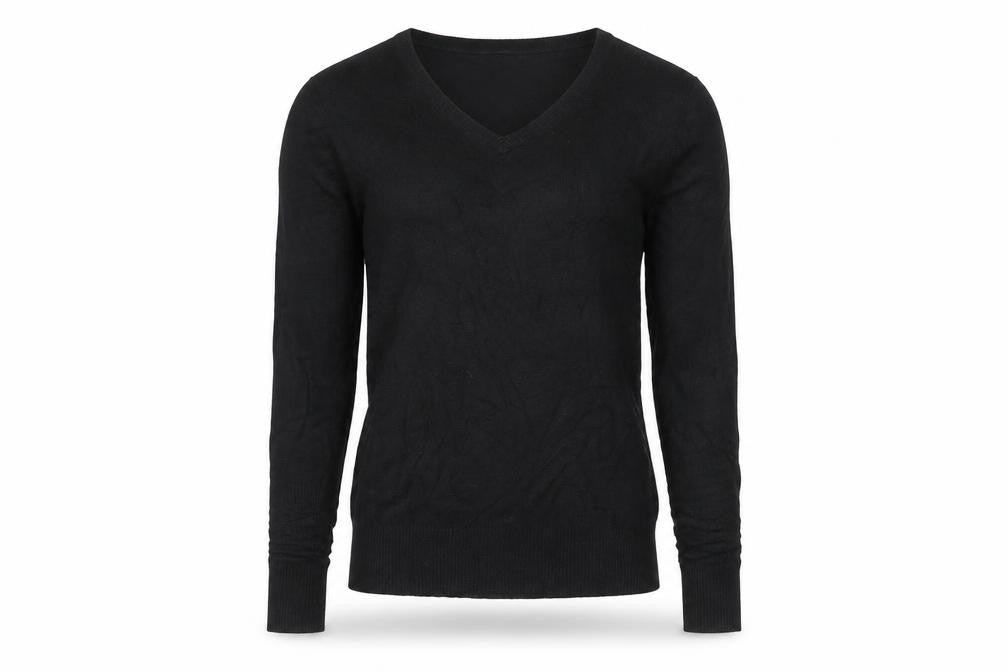 Volcano Womens Black V-Neck Pullover Jumper Size S Long Sleeve Knit