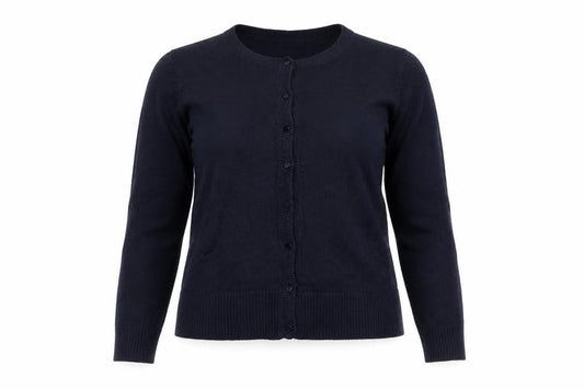 Laura Michelle Women’s Blue Cardigan L Acrylic Knit Crew Neck