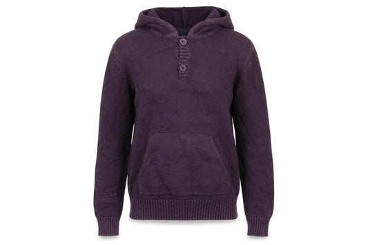 Cotton Traders Womens Purple Small Henley Hoodie 100% Cotton Knit