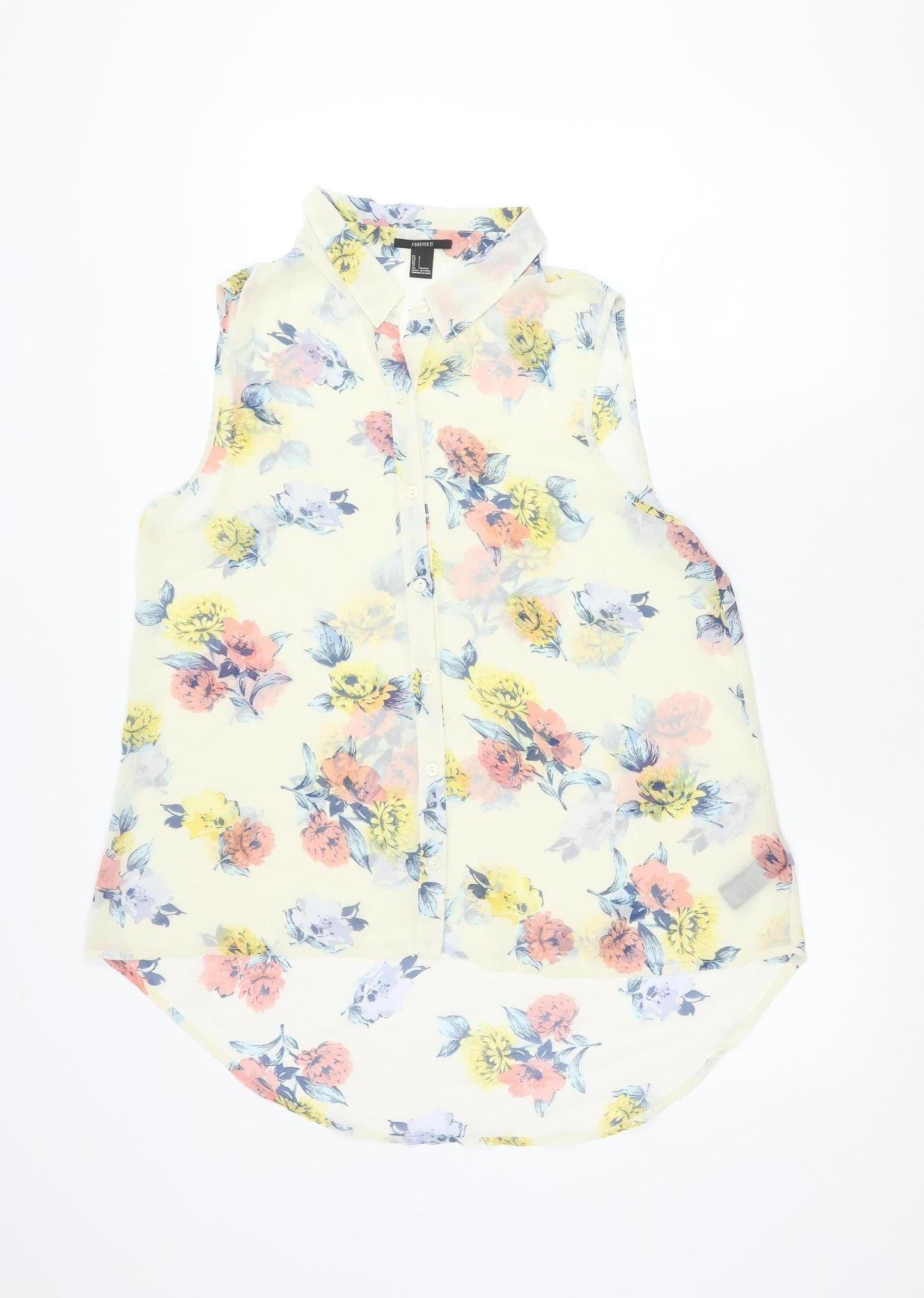 Forever 21 Women’s Multicoloured Floral Sleeveless Chiffon Blouse Size L