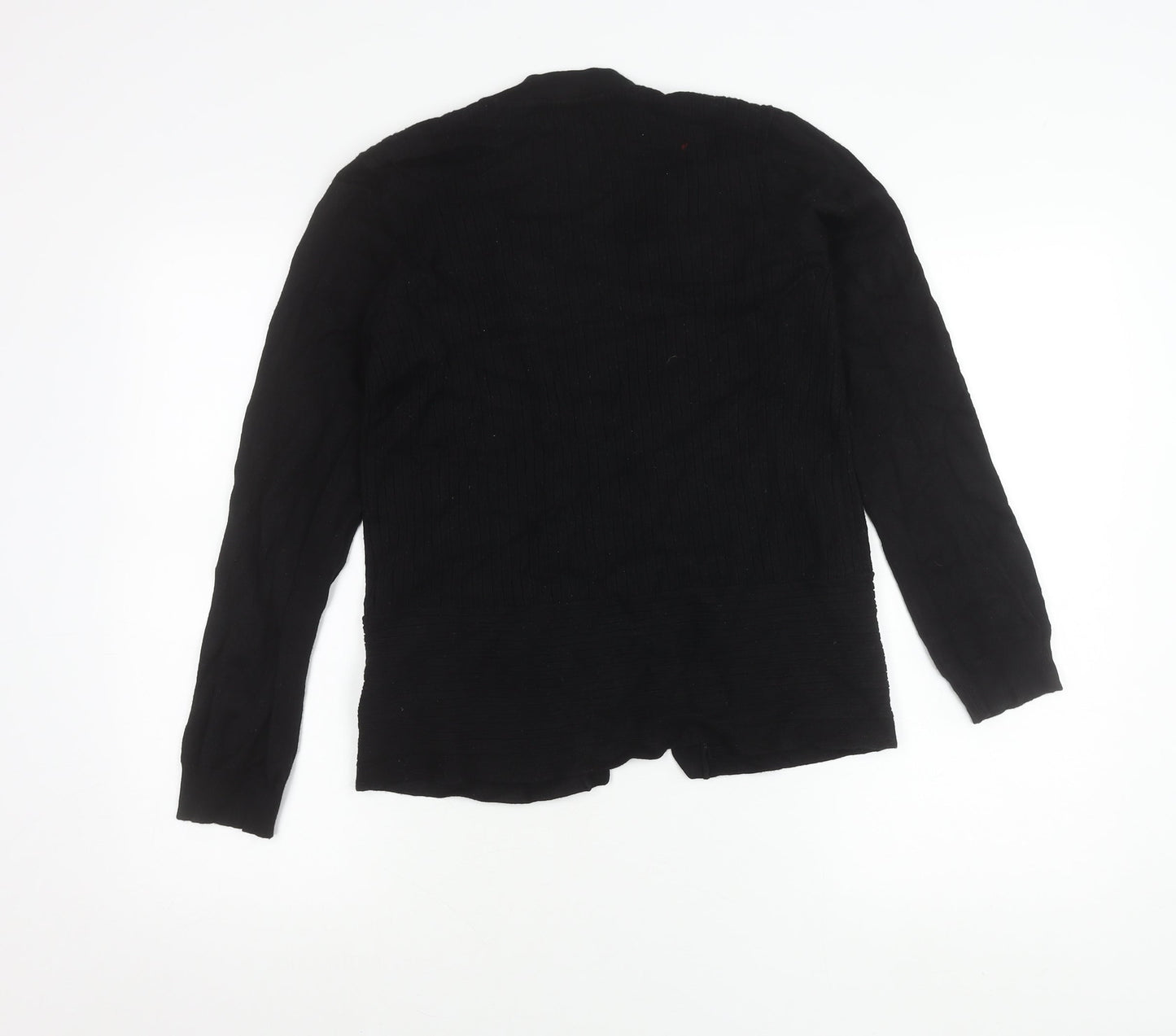 Debenhams Womens Black Cardigan Size 12 Viscose Nylon Knit Zip Pockets