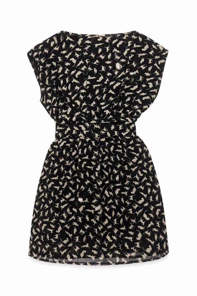 Lovestruck Women’s Black Cat Print Strapless Dress Size S