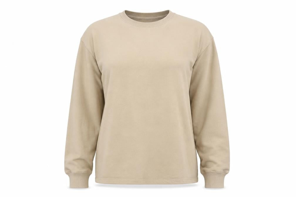 Mango Women Beige Cotton Blend Pullover Sweatshirt Size S