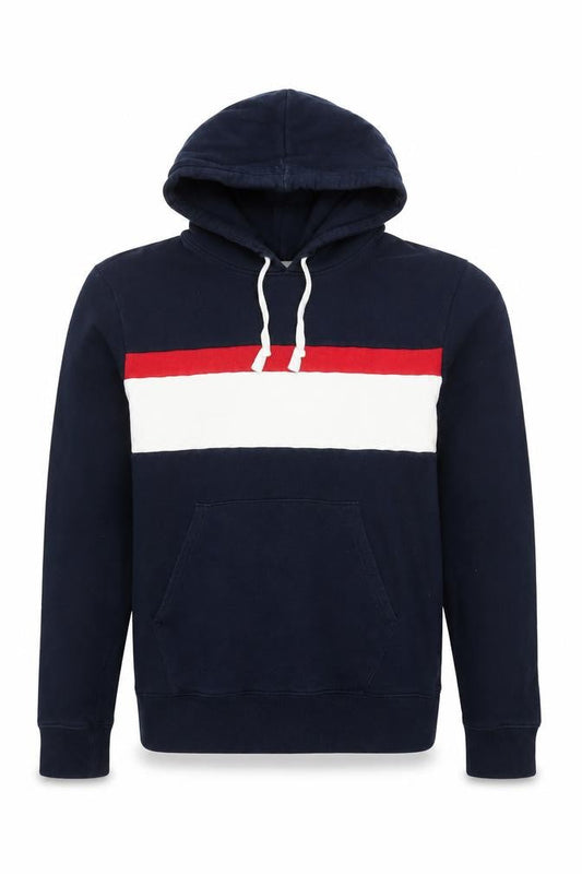 Marks & Spencer Men’s Navy Pullover Hoodie M Striped Cotton