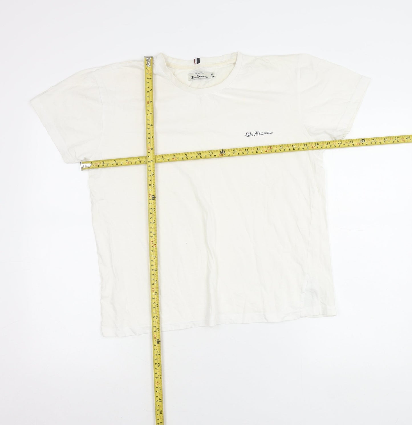 Ben Sherman Men’s White Medium Crew Neck Short Sleeve Logo T-Shirt