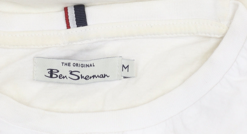 Ben Sherman Men’s White Medium Crew Neck Short Sleeve Logo T-Shirt