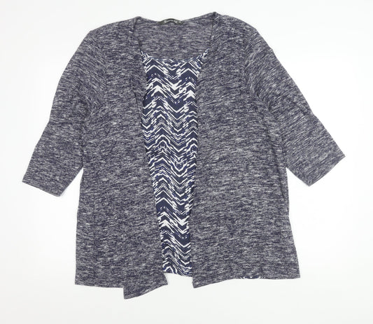 Bonmarché Women’s Blue Knit Open Cardigan Size 20 3/4 Sleeve