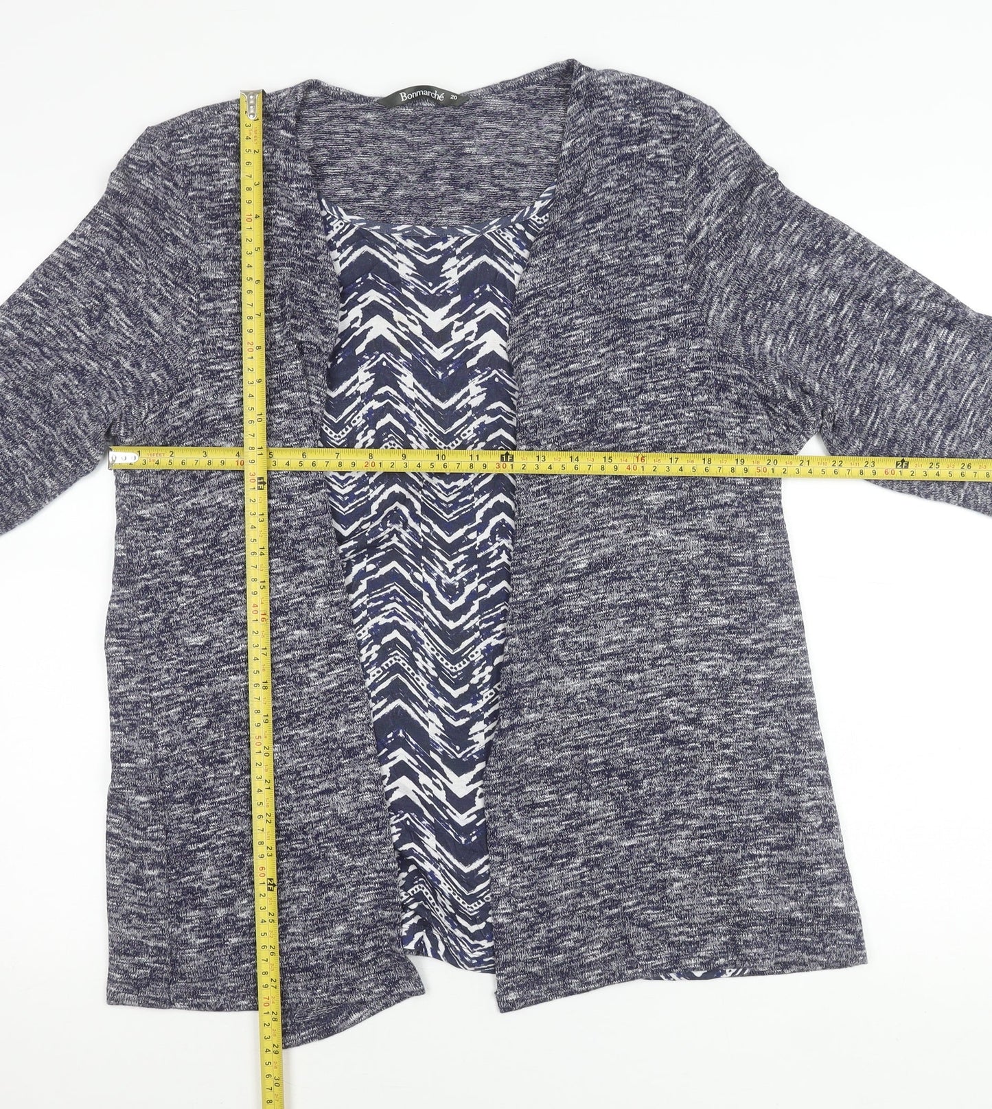 Bonmarché Women’s Blue Knit Open Cardigan Size 20 3/4 Sleeve