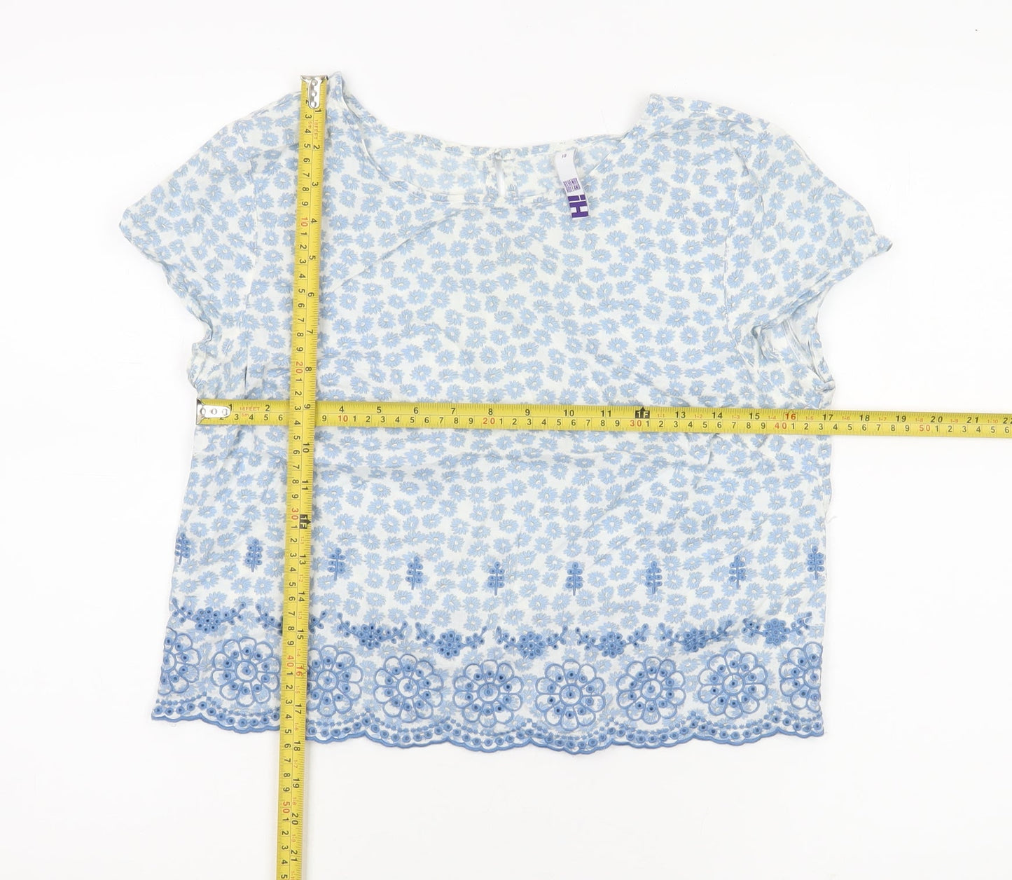 Henry Holland Women’s Blue Floral Cotton Blouse Size 10