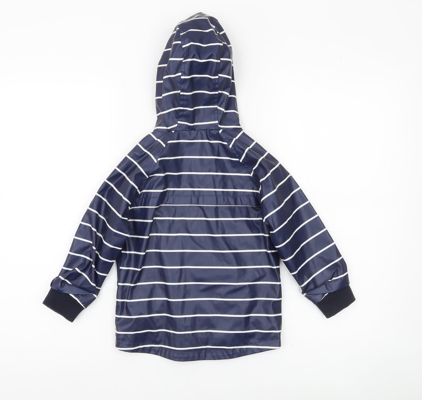 Next Boys Blue Striped Rain Coat 2-3 Years Hooded Waterproof Jacket